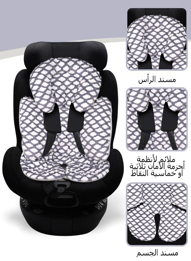 بطانة مقعد السيارة للطفل ، رأس مقعد السيارة للطفل حديثي الولادة ودعم الجسم ، وسادة مقعد السيارة قابلة للقلب 2 في 1 ، وسادة عربة طفل ناعمة لمقاعد السيارة ، الترامبولين ، عربة طفل ، تتويج (السحابة) - Image 3