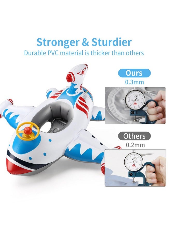 Free Swimming Baby Swimbobo Toddler Pool Float With Seat Boat Inflatable Ride-On Airplane Baby Floatie For Kids Outdoor Toys(White Airplane)  - Image 2
