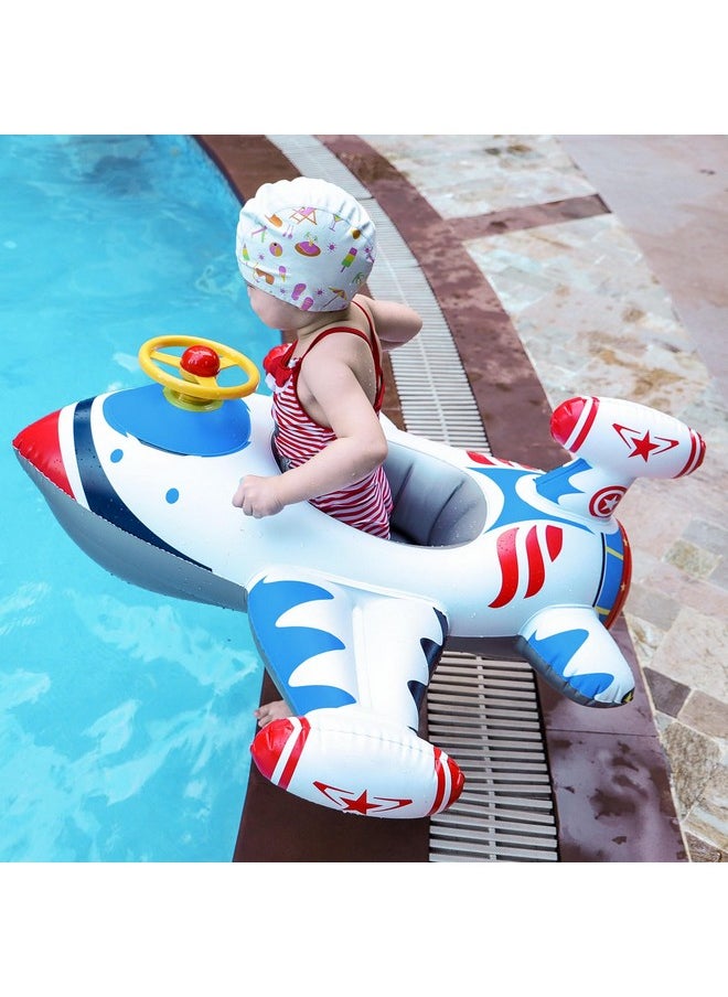 Free Swimming Baby Swimbobo Toddler Pool Float With Seat Boat Inflatable Ride-On Airplane Baby Floatie For Kids Outdoor Toys(White Airplane)  - Image 4