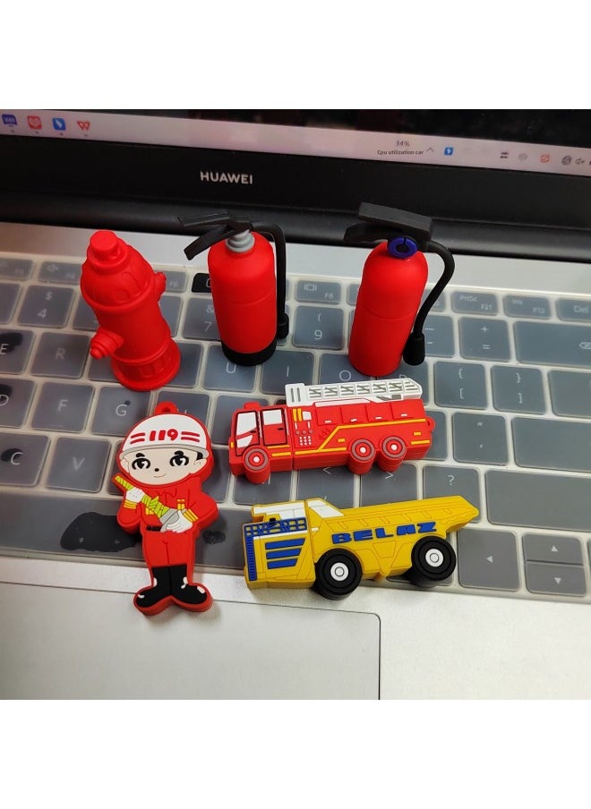 Cartoon Fire Extinguisher U Disk Creative Fire Protection Cute Gift USB Flash Drive Fire Key Chain Personality Soft Glue Doll U Disk-Color:Fire Extinguisher + Opp Bag Packaging-Capacity:USB2.0 8GB  - Image 2
