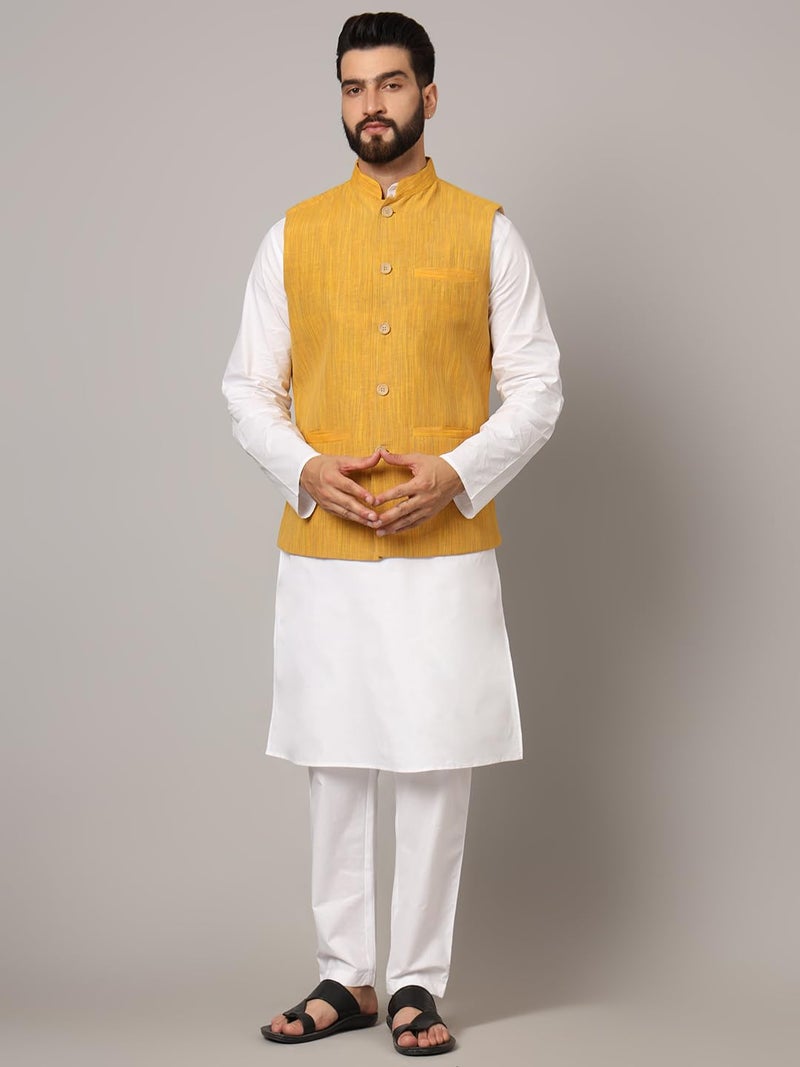 LATEST CHIKAN Men's Nehru Jacket/Waistcoat Sophisticated Ethnic Wear - SARRI-DJ-Y-40 - Image 3