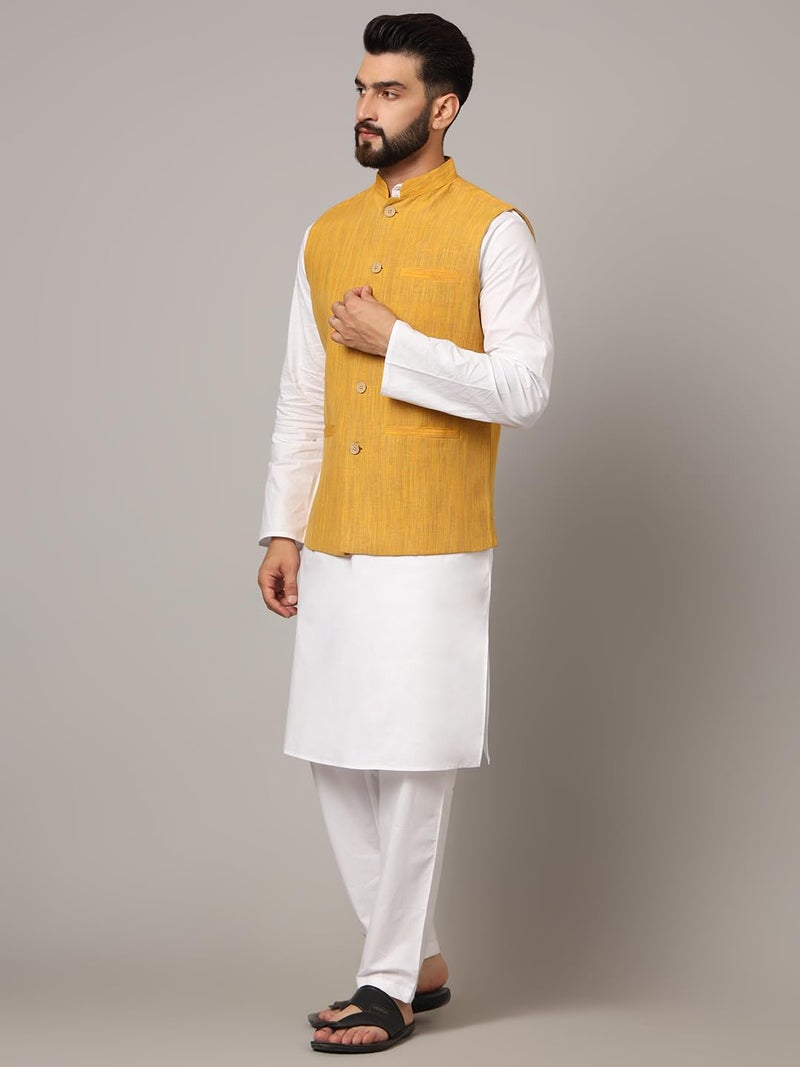 LATEST CHIKAN Men's Nehru Jacket/Waistcoat Sophisticated Ethnic Wear - SARRI-DJ-Y-40 - Image 4