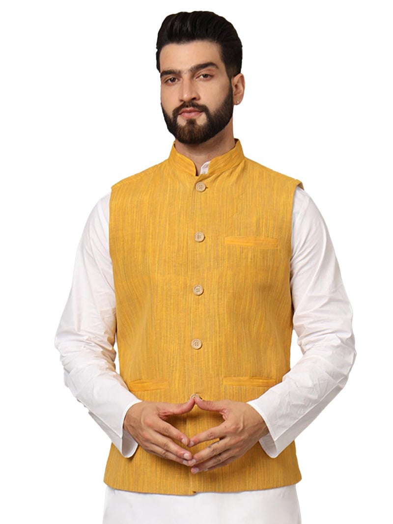 LATEST CHIKAN Men's Nehru Jacket/Waistcoat Sophisticated Ethnic Wear - SARRI-DJ-Y-40 - Image 1