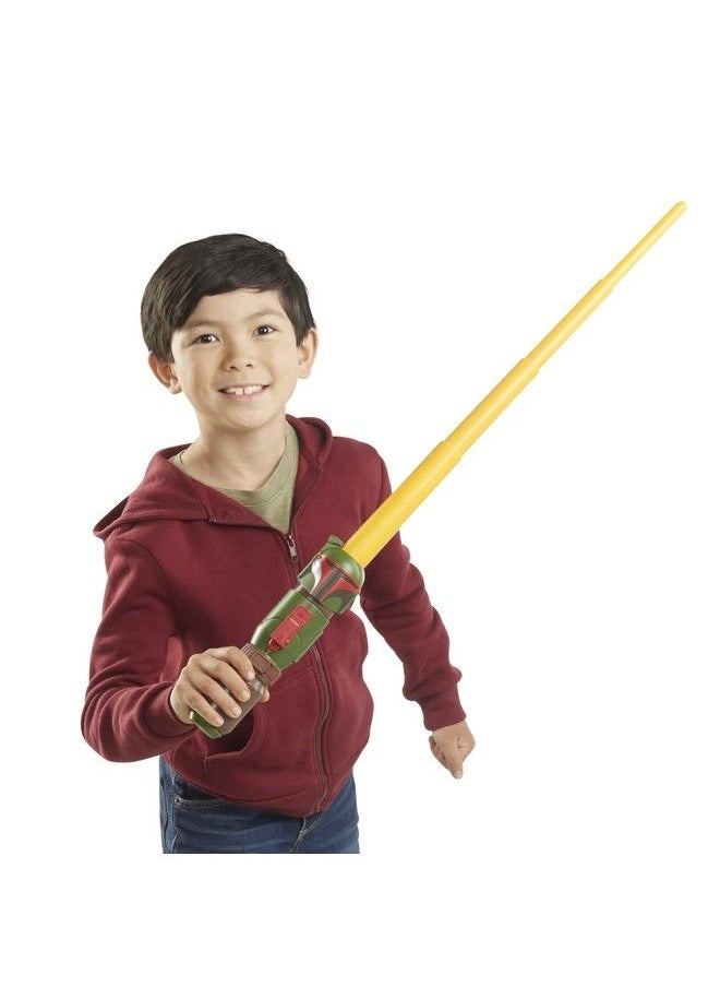 STAR WARS - Lightsaber Squad Boba Fett Extendable Yellow Lightsaber Role Play Pretend Play The Mandalorian Toy Kids Ages 4 And Up (F4053) - Image 1