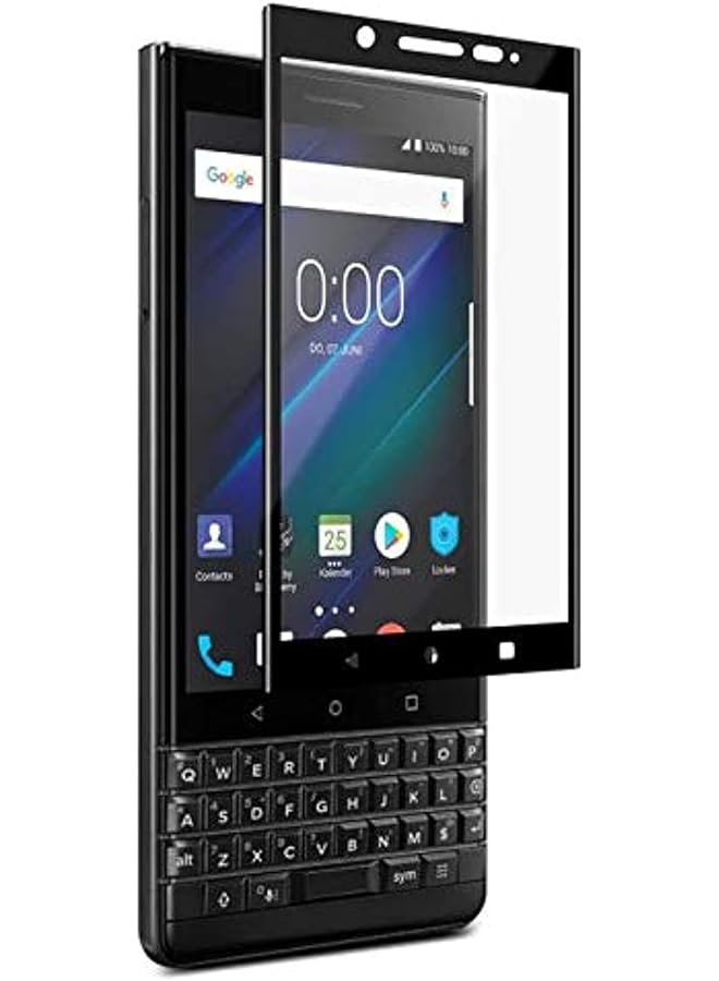 إيروريكس واقي شاشة من الزجاج المقوى ثلاثي الأبعاد منحني بالكامل لهاتف Blackberry Key2 Le مقاس 4.5 بوصة مع إطار أسود - Image 1