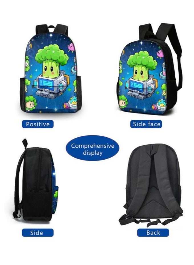 Cartoon three-piece schoolbag with front pocket - 641  - Image 3