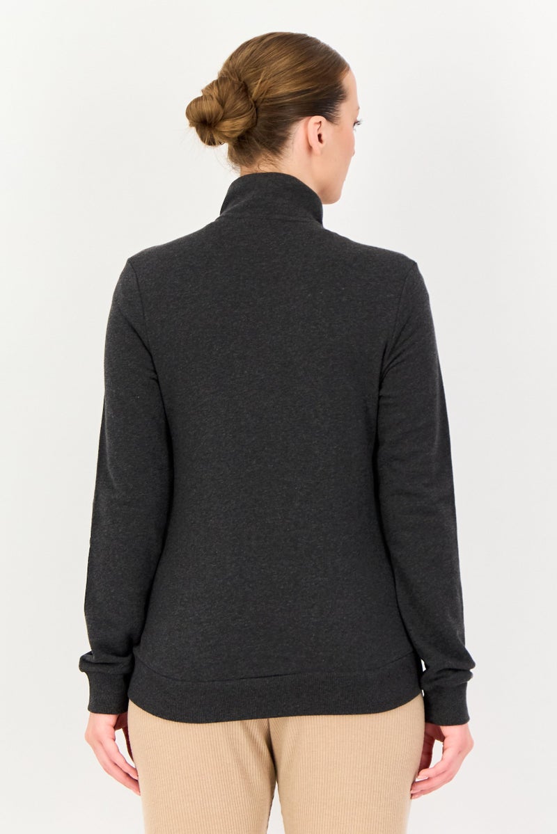 PUMA سويت شيرت خارجي بزي طويل الأكمام للنساء، رمادي داكن - Image 3