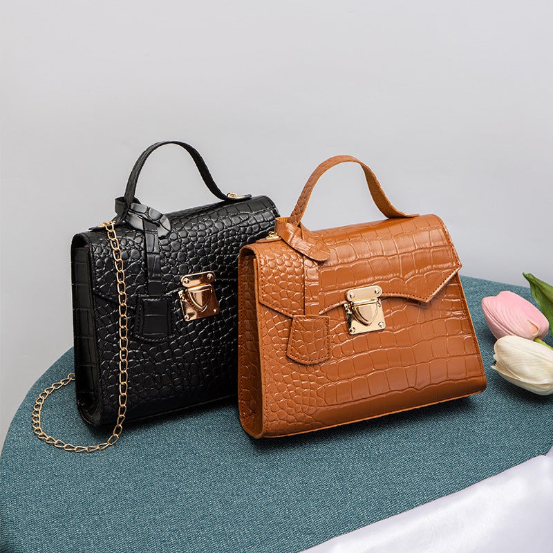 Crocodile Pattern Kelly Bag 2022Ladies Hand Bag Simple Handbag Korean Vintage Fashion Small Square Bag - Image 4