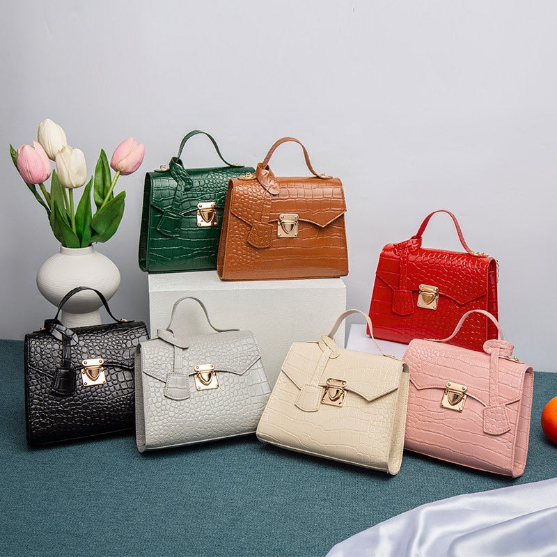 Crocodile Pattern Kelly Bag 2022Ladies Hand Bag Simple Handbag Korean Vintage Fashion Small Square Bag - Image 2
