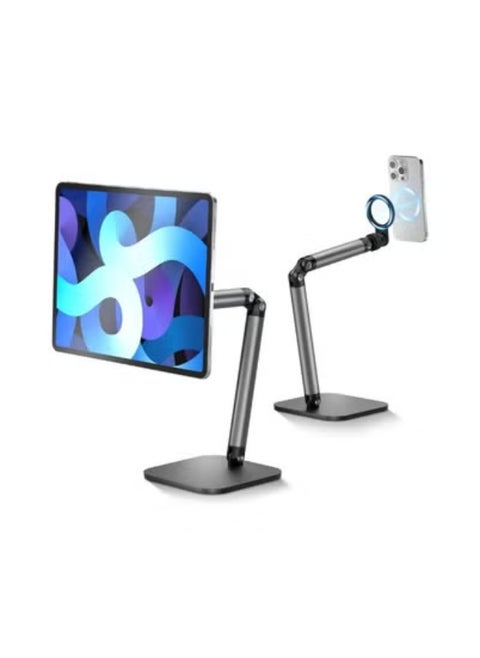 P3-DS-02 Magnetic Mount Desktop Phone & Tablet Holder for Video Streaming, Content Creation & Video Calls – 360° Rotating Adjustable Phone Stand with Weighted Base & 1/4" Thread – Universal Holder for Smartphones & Tablets – Sturdy, Foldable & Stable Stand