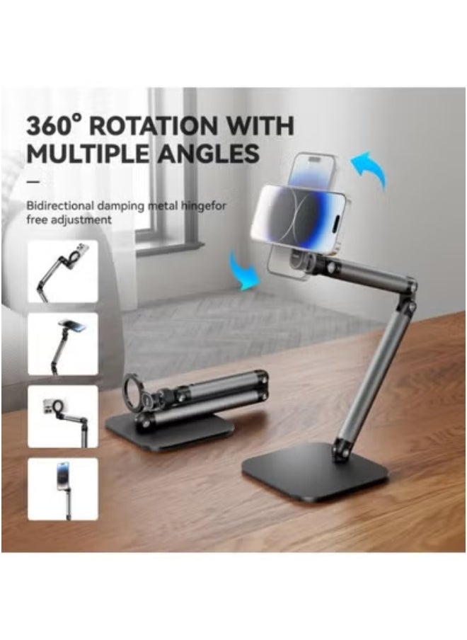 TELESIN P3-DS-02 Magnetic Mount Desktop Phone & Tablet Holder for Video Streaming, Content Creation & Video Calls – 360° Rotating Adjustable Phone Stand with Weighted Base & 1/4" Thread – Universal Holder for Smartphones & Tablets – Sturdy, Foldable & Stable Stand  - Image 3