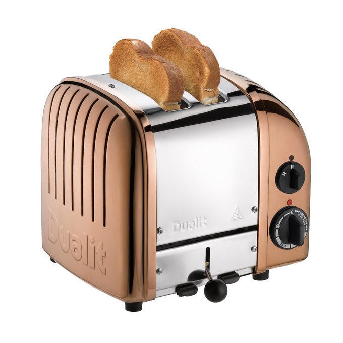 CLASSIC 2 SLICE NEWGEN TOASTER STAINLESS STEEL HAND BUILT IN THE UK REPLACEABLE PROHEAT ELEMENTS DEFROST BREAD MECHANICAL TIMER COPPER CLASSIC TOASTER