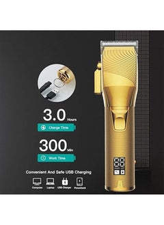 General Men's Professional Barber Set, Professional Electric Hairdresser, Hairdressing Supplies, Cordless Hair Clipper with LED Display, USB Charging (Gold)  - Image 4