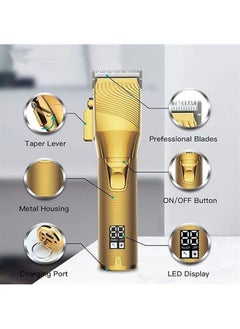 General Men's Professional Barber Set, Professional Electric Hairdresser, Hairdressing Supplies, Cordless Hair Clipper with LED Display, USB Charging (Gold)  - Image 3