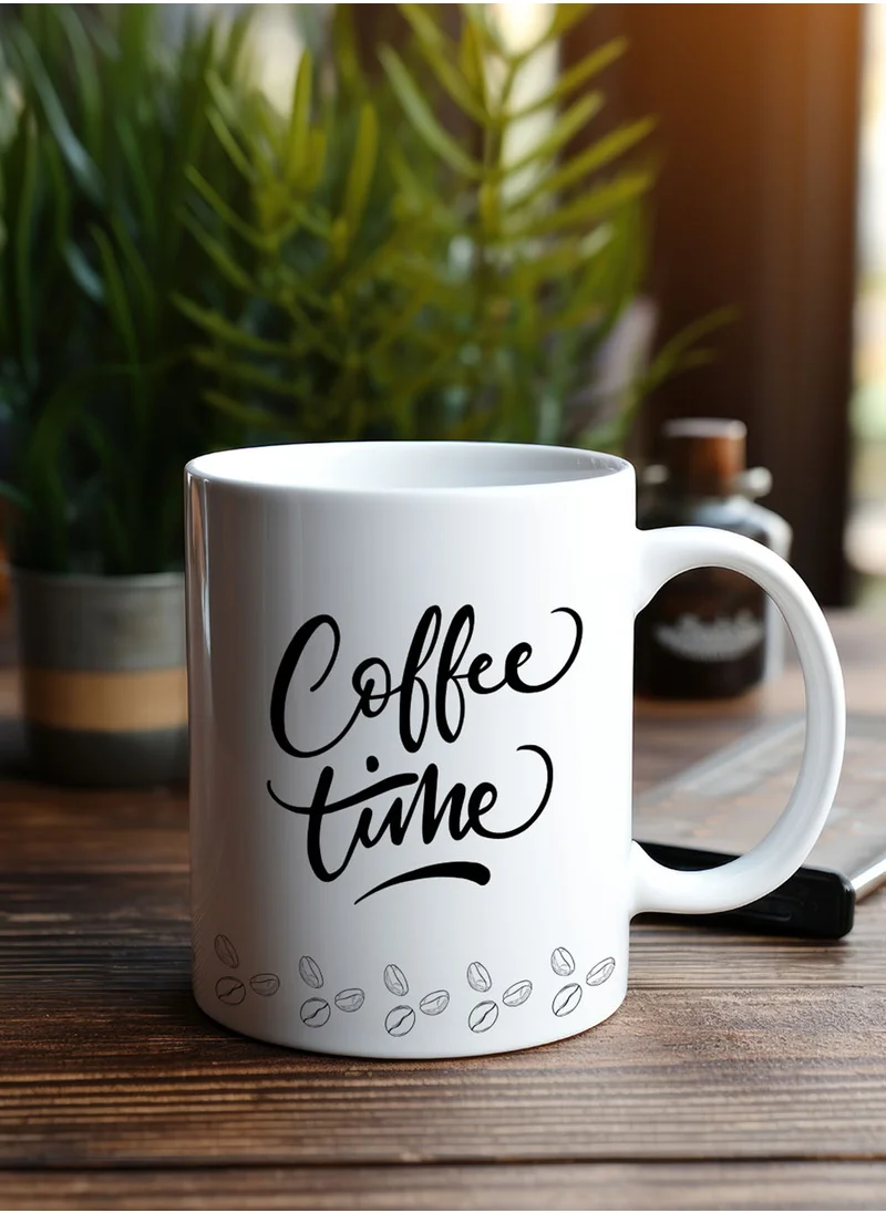 LOWHA 11 oz Ceramic Mug with Coffee Time Design
