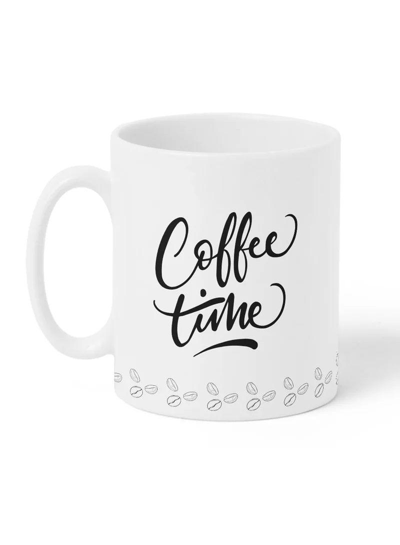 LOWHA 11 oz Ceramic Mug with Coffee Time Design