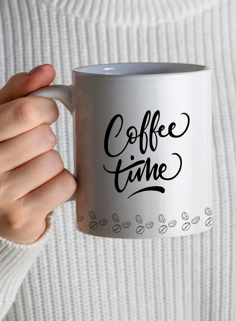 LOWHA 11 oz Ceramic Mug with Coffee Time Design