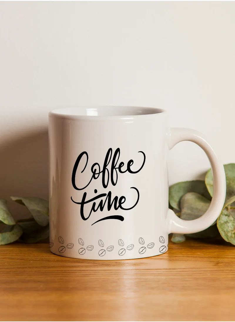 LOWHA 11 oz Ceramic Mug with Coffee Time Design