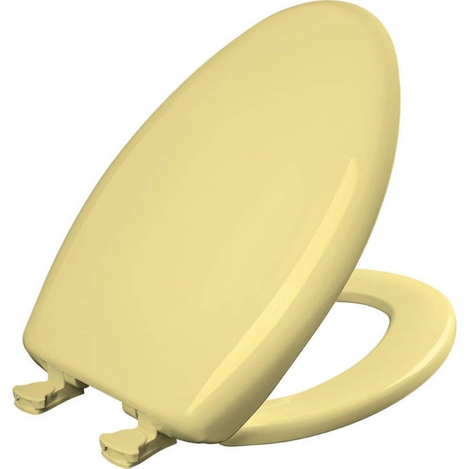 CLASSIC COLORS SLOW CLOSE TOILET SEAT EASY CLEAN HINGES AND DURABLE PLASTIC SEAT MADE IN USA ELONGATED YELLOW