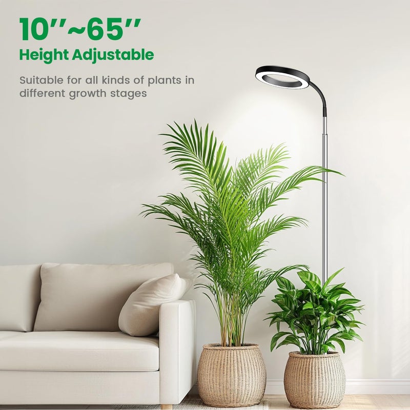 Garpsen Grow Lights for Indoor Plants, Full Spectrum 65'' Plant Light with Gooseneck, 3 Colors Modes and 5 Dimmable Levels, 6/12/16H Timer, 80 LED Height Adjustable Grow Lamp for Plants(Soil Insert) - Image 4