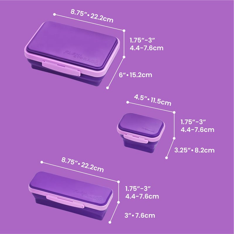 LockerMate by Bostitch Flexi Storage Box 4 Piece Kit, Collapsible Pencil Case Design for Craft and School Supplies, Purple - Image 5