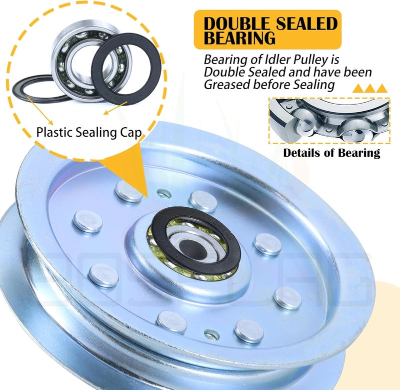 BOSFLAG 2 Pack 753-08171 Idler Pulley Kit Replaces 756-04129, 756-04129B, 756-04129C, 956-04129, 956-04129B, 956-04129C, 753-08068, 753-08068A for Cub Cadet RZT50 RZT54 LTX1050 LTX1040 LT2000 Tractors - Image 4