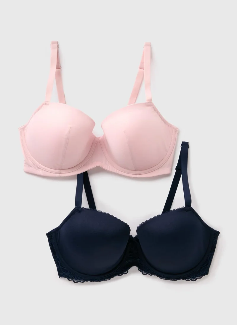 Matalan DD+ 2 Pack Padded Multicolour Bras