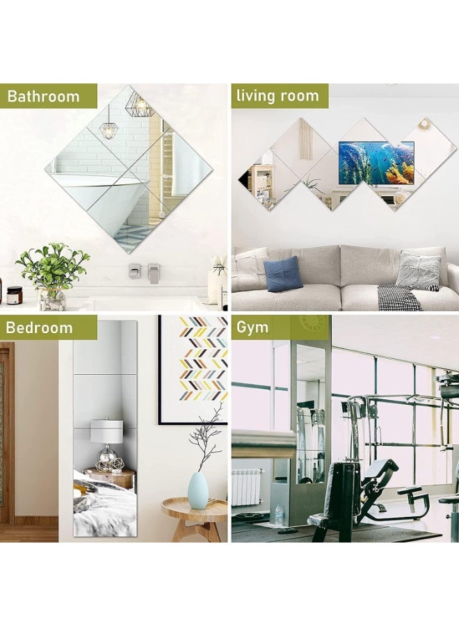 Frameless Full Length Wall Mirror, 8PCS 30x30cm Self Adhesive Mirror Tiles, Makeup Mirror, DIY Wall Mirror Set for Vanity, Bedroom, Living Room & Gym - Image 5
