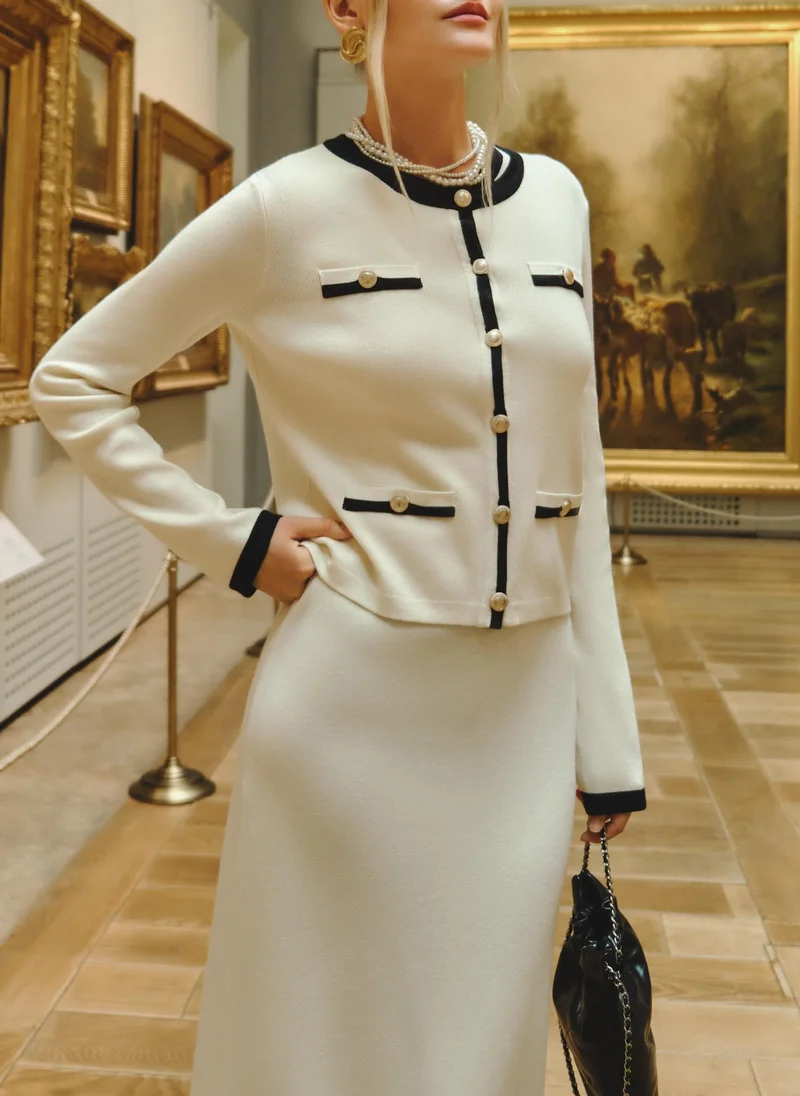 Lichi Knitted cardigan with contrasting details