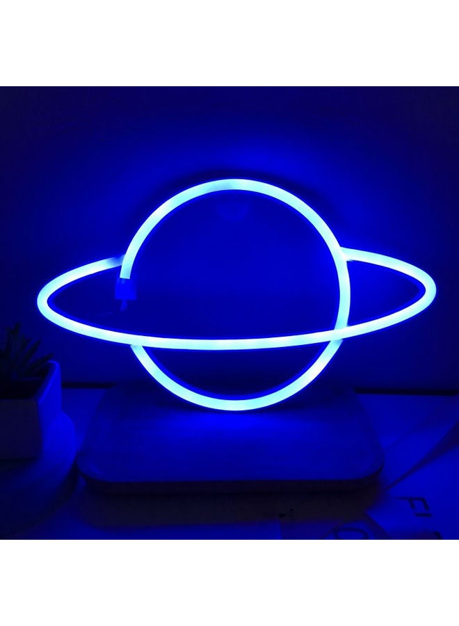Neon LED Planet Sign Shaped Light Blue - Image 2