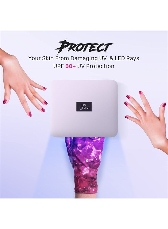 ManiGlovz Anti UV Gloves for Gel Manicures Using Gel Lamp Dryers, Driving, Lounging and More, Fingerless Gloves That Shield Skin from the Sun and Nail Lamp, Outdoor Gloves, White Marble Print - Image 4