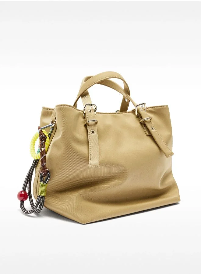 PARFOIS Brown Nylon Tote Bag With Pendant for Women | Best Price UAE