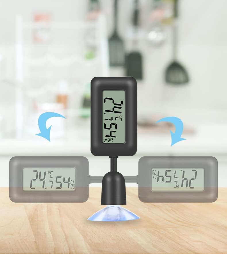 مقياس حرارة ورطوبة رقمي LCD مع إضاءة خلفية لحوض الزواحف والبيت الزجاجي والحاضنة - Image 4