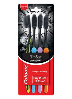 Colgate Charcoal Gentle Deep Cleaning manual Toothbrush for Adults - 4 Pcs (Slim Soft)