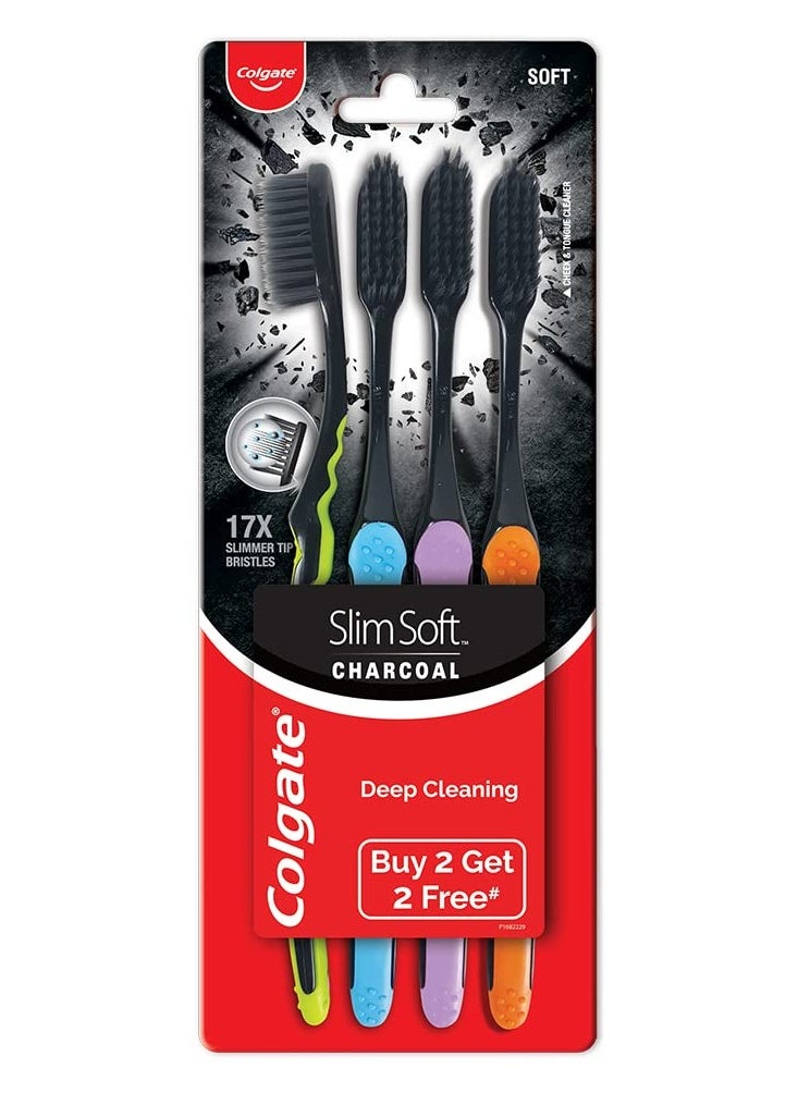 Colgate - Colgate Charcoal Gentle Deep Cleaning manual Toothbrush for Adults - 4 Pcs (Slim Soft) - Image 1