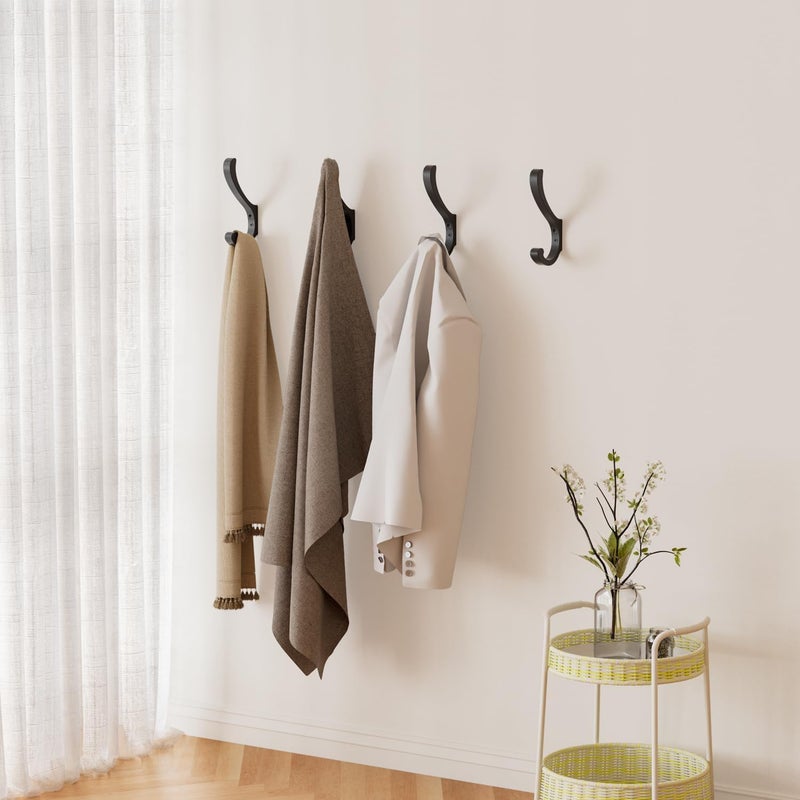 jockcaras Hanging Coat Hooks Wall Mount - Wall Hooks For Hanging Heavy Duty (30LB),Large Coat Hanger Wall Hangers,Metal Hooks For Hanging Towels,Backpack,Hat,Jacket,Key,Bag,Purse,Clothes,Robe,Dog Leash (4 Pack) - Image 2