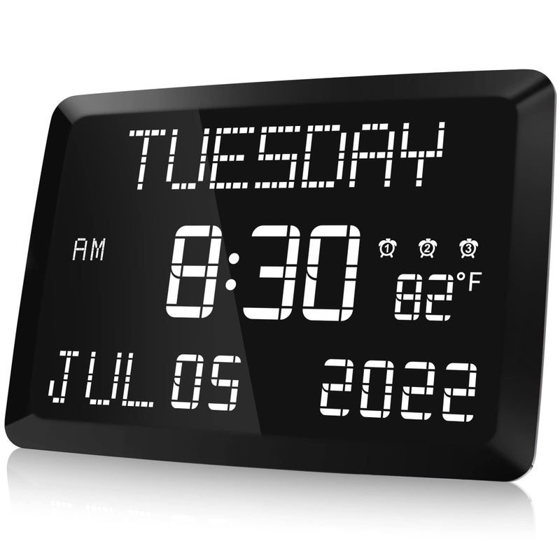 Raynic Digital Clock 115 Large Display Calendar Clock with Day and Date Indoor Temperature Adjustable Brightness Snooze1224H DST for Home Office Elderly - Image 1