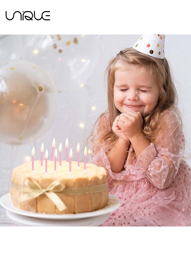 يونيك مجموعة شموع 11 قطعة - شمعة رفيعة قصيرة قطر 2.95 بوصة بشكل لولبي - شمعة عيد ميلاد - شمعة تزيين كيك عيد الميلاد - لتزيين الكيك وحفلات أعياد الميلاد (وردي) - Image 4