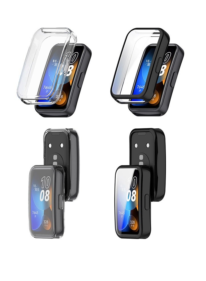 OLYSON 2Pcs Nylon Watch band For Huawei Band 10/9/8 Strap, 2Pcs Protective Shell Suitable For Huawei Band 10/9/8, Smart Watch Wristband Bracelet Wrist Strap Sport Replacement，Transparent Protective Shell and Black Protective Shell.(Seashell Color, Black) - Image 4