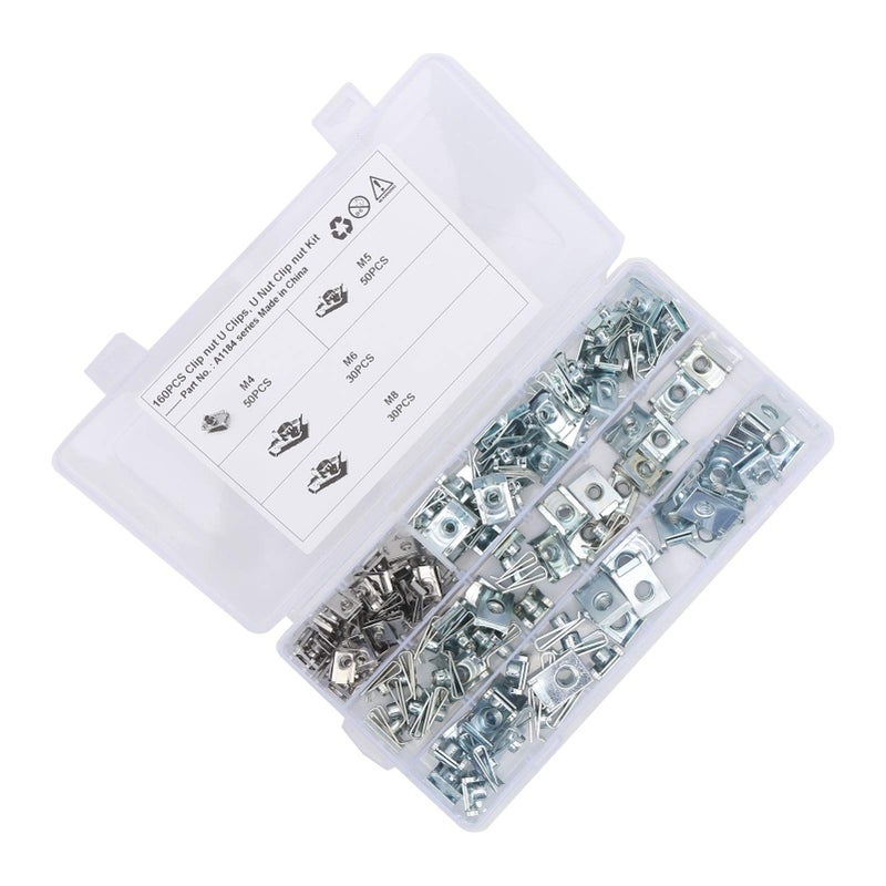 160 Pcs 304 Stainless Steel M8 U Type Chimney Nut Fasteners Car Clips - Image 2