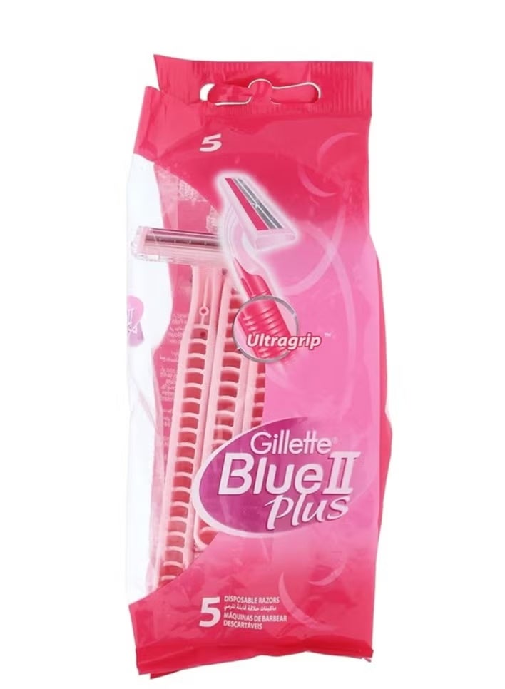 Blue II Plus Disposable Razor for Women - 5 Pieces pink