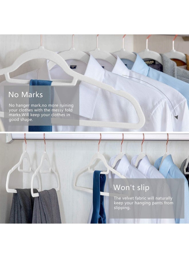 Red Dot Gift® 10-Pack White 42Cm Non-Slip Velvet Hangers, Space Saving Clothes Hangers with 360° Rotatable Rose Gold Hook, Durable & Slim Hangers for Coats, Pants, and Shirt. - Image 5