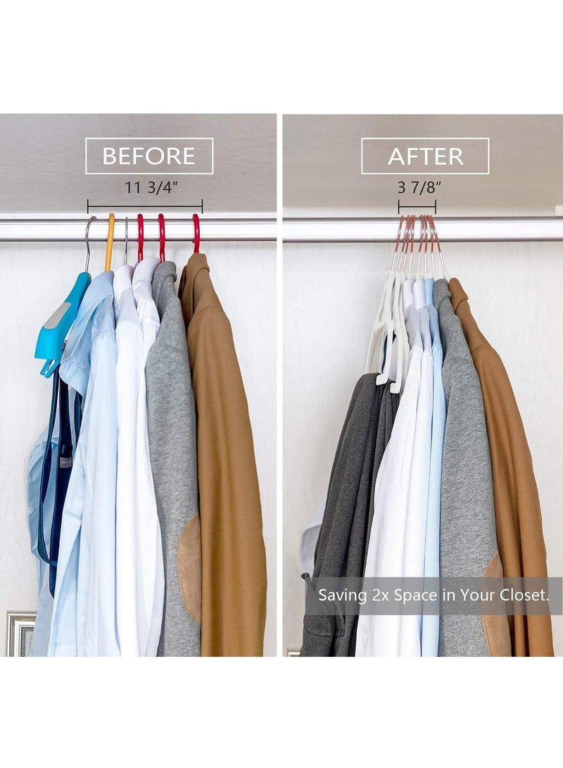 Red Dot Gift® 10-Pack White 42Cm Non-Slip Velvet Hangers, Space Saving Clothes Hangers with 360° Rotatable Rose Gold Hook, Durable & Slim Hangers for Coats, Pants, and Shirt. - Image 4