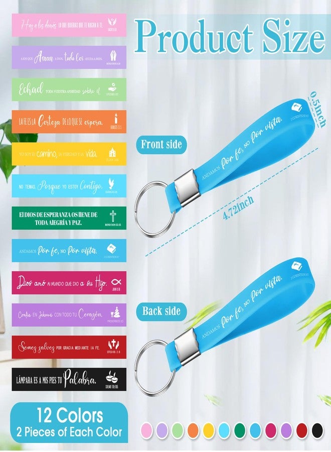 Epakh 72 Pcs Easter Spanish Christian Gift Bulk Religious Journal Notebook Bible Verse Retractable Ballpoint Pen Inspirational Quote Keychain for Adult Church Sunday School Office Favor(Multicolor) - Image 5