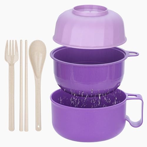 Ronanemon 40 oz Ramen Bowl,Unbreakable Portable Ramen Cooker with strainer, Instant Ramen Noodle Bowls College Dorm Room Apartment Essentials,RV Camping Dishes Set BPA Free - Image 1
