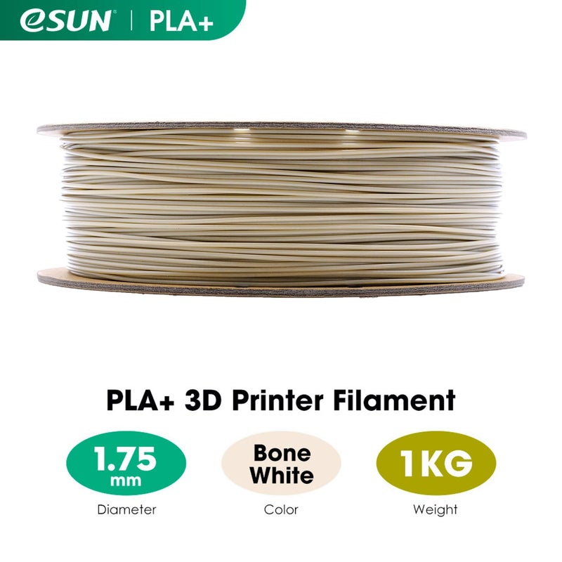eSUN PLA+ Filament 1.75mm, 3D Printer Filament PLA Plus, Dimensional Accuracy +/- 0.03mm, 1KG Spool (2.2 LBS) 3D Printing Filament for 3D Printers, Bone White - Image 2