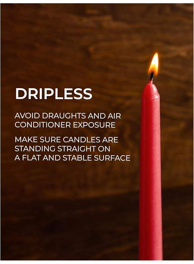 erorex 8 Inch Taper Candles Set Of 4 Dinner Candles Dripless Tall Candles Long Burning Perfect For Dinner Party Or Candles Decor Red Candles - Image 4