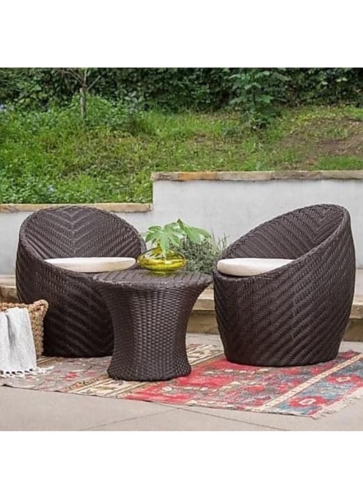 ANAND INDIA GROUPS ANAND INDIA GROUPS Apple Chair Table Set for IndoorOutdoor Garden Balcony Living Room Tea Coffee Furniture Set Home Dcor StandardBrown White 2 Chair 1 Table 