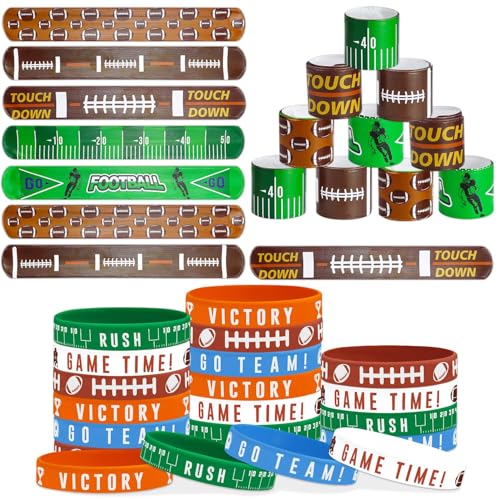 PIXHOTUL 40 Pieces Football Party Favors Silicone Wristbands and Rubber Bracelets for Game Day Teens Birthday Theme Party Team Awards Presents - Image 1