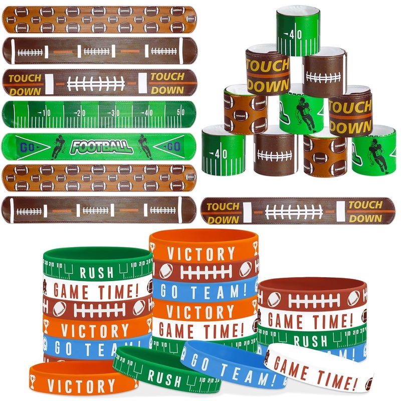 PIXHOTUL 40 Pieces Football Party Favors Silicone Wristbands and Rubber Bracelets for Game Day Teens Birthday Theme Party Team Awards Presents - Image 3